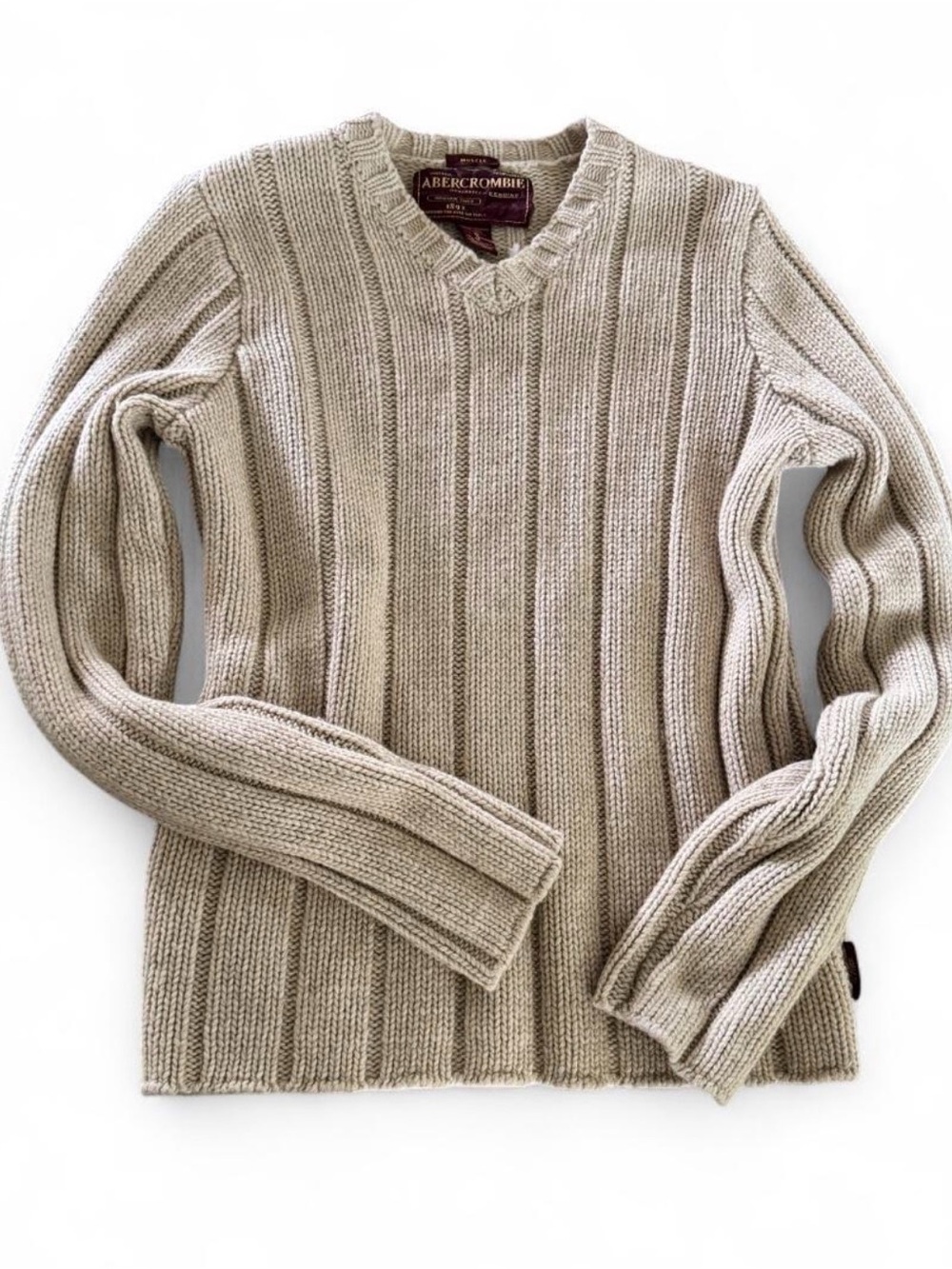 Vintage Abercrombie & Fitch Men's Ribbed V-Neck Sweater Size Small